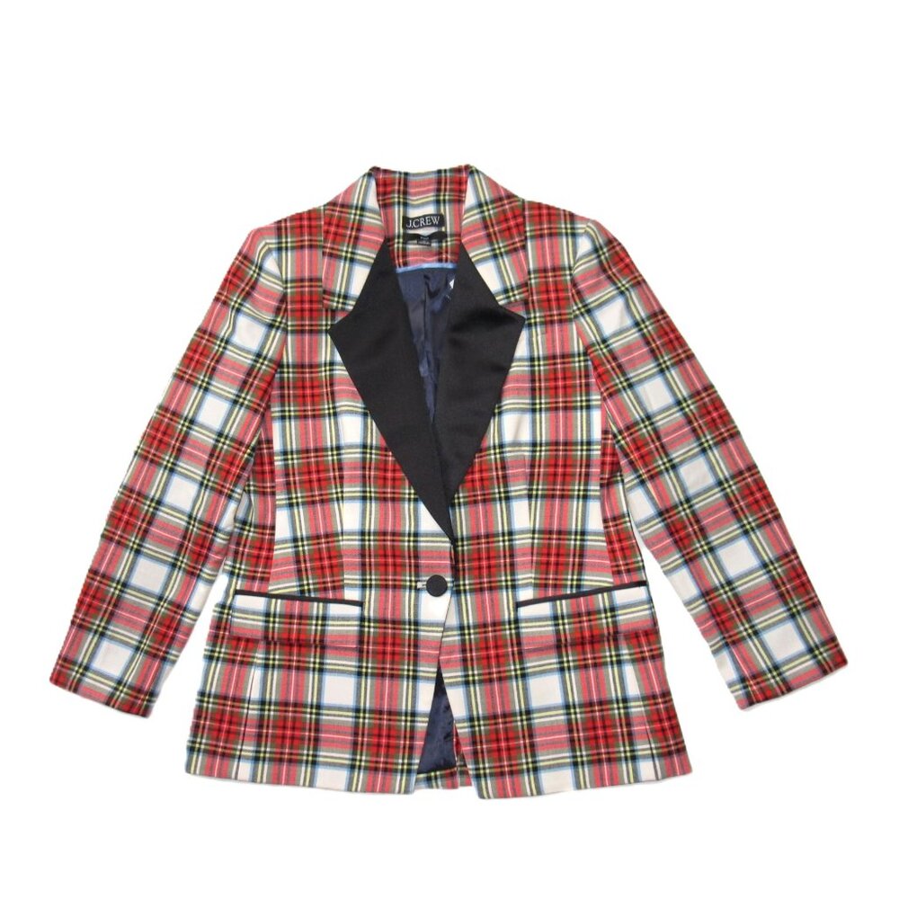 NWT J.Crew Petite Willa Blazer in Ivory Snowy Stewart Tartan Wool Jacket 6P